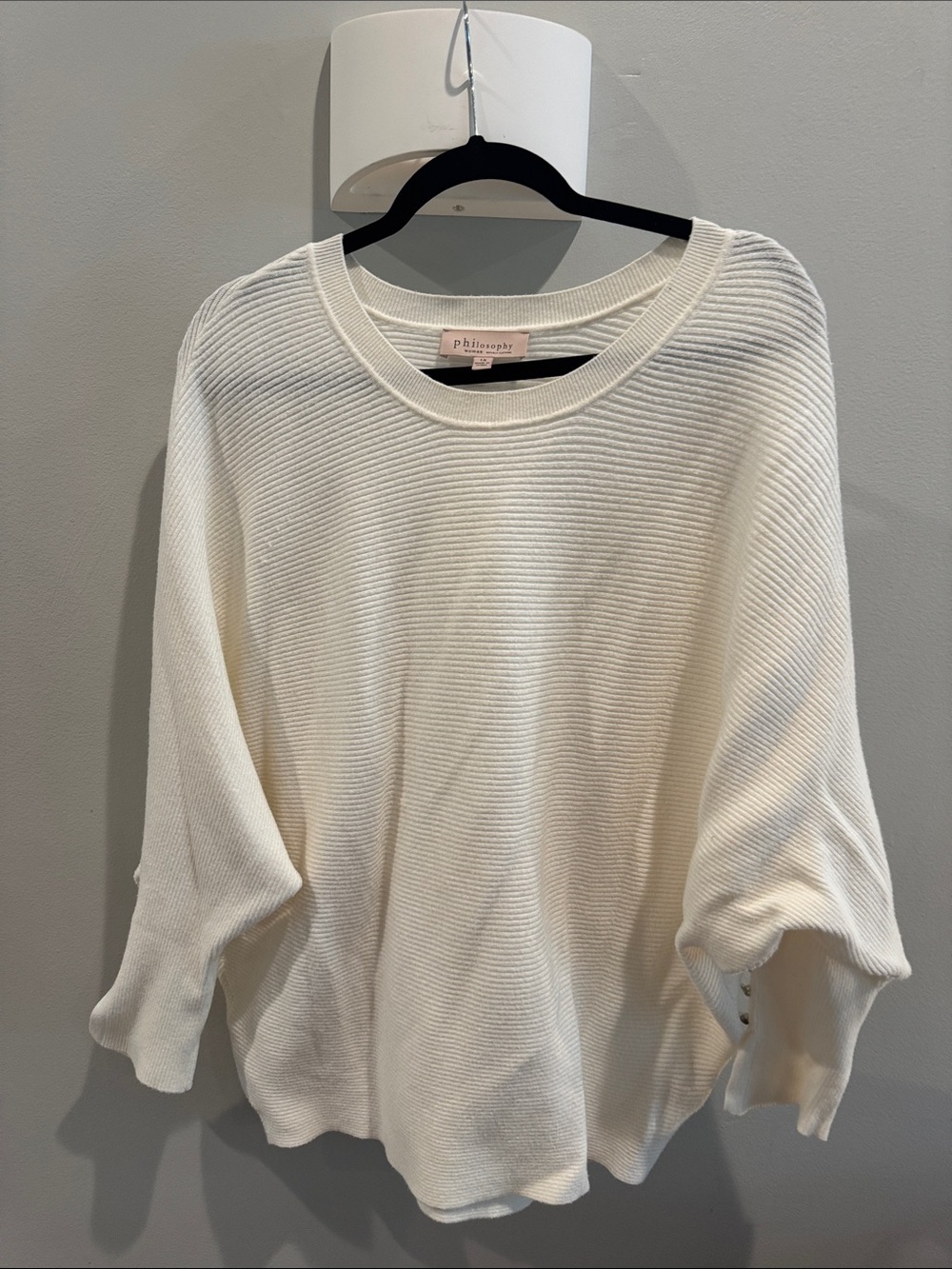 Philosophy Cream Ribbed Crewneck Sweater